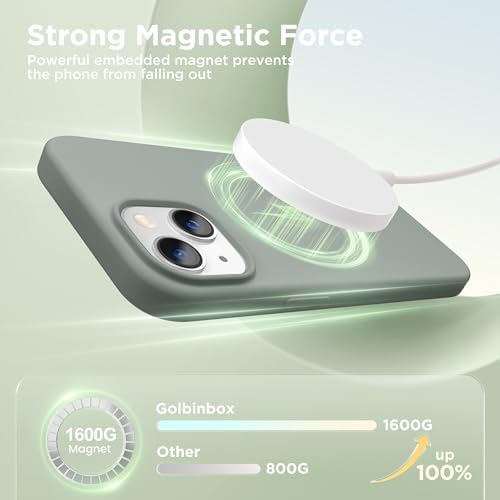 GolbinBox Magnetic for iPhone 13/14 Case, Silicone Cover, Calke Green - Image 3