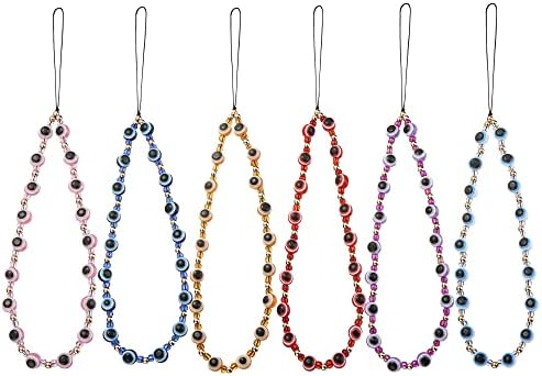 6PCS Beaded Phone Charms Strap Fruit Star Faux Pearl Rainbow Beads Phone Chains Beaded Lanyard for Camera Key Wallet Valentines Day Gifts for Her Women by Taouzi