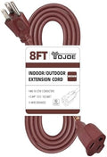 YOJOE Indoor Outdoor Extension Cord, 3 Prong 13A Weatherproof Power Cord, 16 Gauge Heavy Duty 8 ft Brown Extension Cord for Garage, Garden and Home, 16/3 SJTW UL Certified by YOJOE
