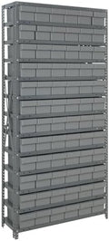 Quantum Storage Systems 1875-602GY Solid Heavy Duty 13 Shelves 72 Super Tuff Euro Gray Bins 75" H x 36" W x 18" D by QuantumStorageSystems