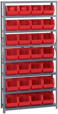 Quantum Storage Systems QSBU-239RD Giant Open Hopper Steel Shelving System, 12" D x 36" W x 75" H, with 8 Shelves and 28 QUS239 Bins, Red by QuantumStorageSystems