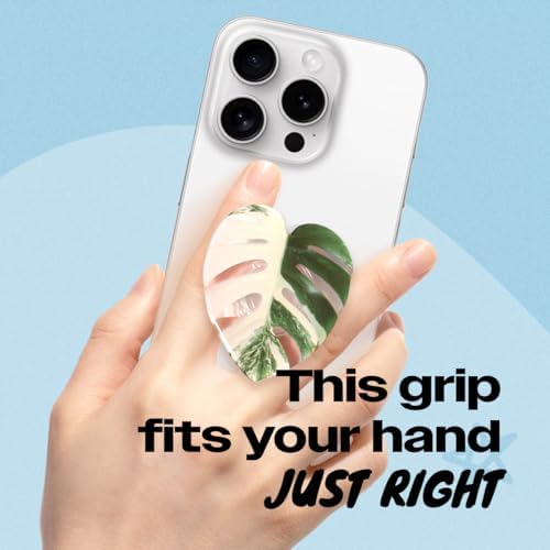 OnTheGrip Cute Acrylic Tropical Leaf Design Collapsible Expandible Mobile Phone Grip Stand Holder for Smartphone Tablet Cell Phone Accessory (Albo Monstera) - Image 2
