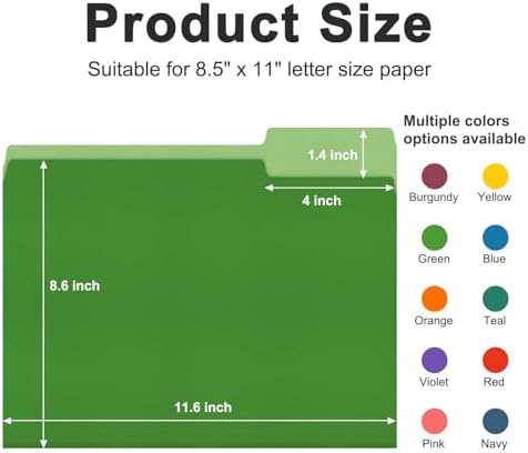 ViVin Colored File Folder, 50 Pack, 1/3-Cut Tabs, Letter Size - Image 2