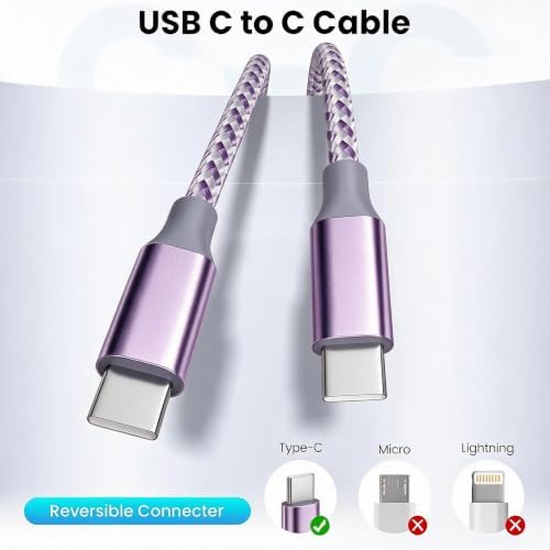 KYEHD USB C Cable，3 Pack 10FT 60W Fast Charging USB C to USB C Cable, Durable Type C Charger Cable for iPhone 17/16/15/iPad MacBook CarPlay and More - Image 2