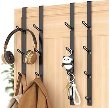 niffgaff Door Hooks Towel Hanger: Black Heavy Duty Over Door Coat Hanger for Bathroom，Bedroom，4 PCS,for 1.7'' Doors by niffgaff