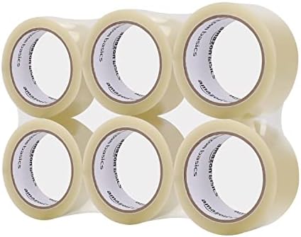 Amazon Basics Shipping Packing Tape for Moving and Sealing Boxes, Clear, 1.9 in x 60.3 yards, 1.8mil Thickness, 6 Rolls by AmazonBasics