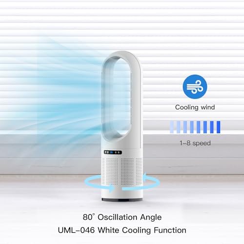 Tower Fan, 31.5Inch Cooling Bladeless Fan with HEPA Filter 99.97%, 2 IN 1 Floor Fan Combo 80° Oscillating with Remote, 8H Timer, 8 Speeds for Indoor, Bedroom, Home Office Room - Image 3