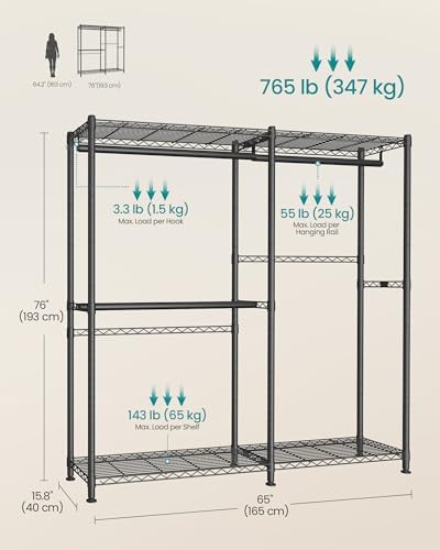 SONGMICS Closet Organizers and Storage, Clothes Rack with Shelves - Image 5