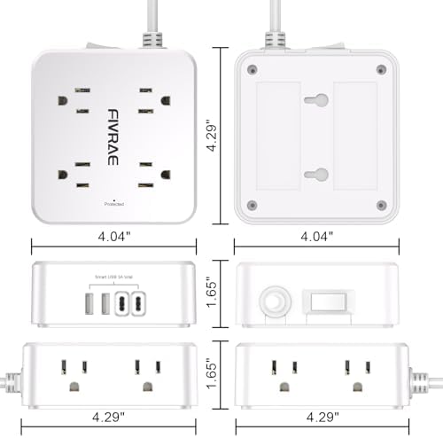 5Ft Extension Cord with Multiple Outlets, 8 Outlets and 4 USB Ports - Image 7