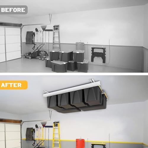 WALMANN Overhead Tote Storage Rails System, Garage Ceiling Bin Storage Rack - Image 7