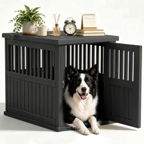 29.65 Inch Small Dog Crate Furniture, Black by KFY