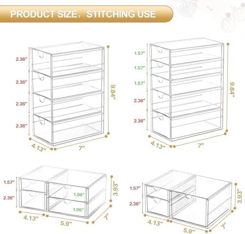 caktraie 4-Pack Acrylic 16-Drawer Storage & Makeup Organizer for Desk - Image 2