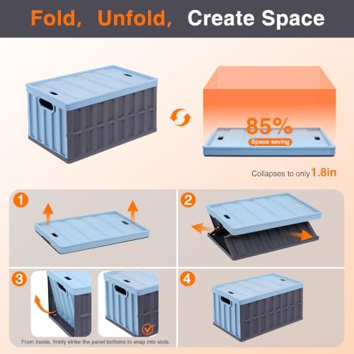 Citylife 2PC 64L Collapsible Storage Bins with Lids, Collapsible bins - Image 4