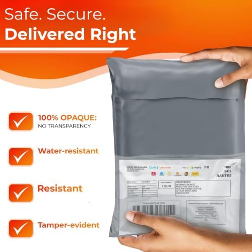 Poly Mailers Shipping Bags (30 Pack) — Self-Seal Plastic Mailing Envelopes, 3 Sizes incl. 8x12, poly mailers 10x13 & 14x19 — Tear & Water-Resistant Plastic Shipping Bags for Clothing Not Padded, Grey - Image 6