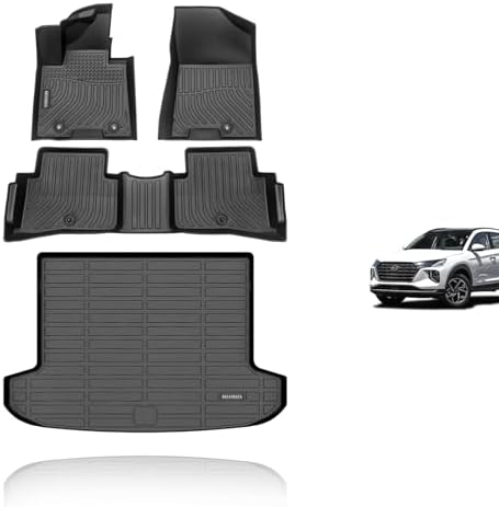 KELCSEECS Floor Mats & Cargo Liner Custom for 2021 2020 2019 2018 2017 2016 Hyundai Tucson Car Mats Automotive Cargo Mat Trunk Mat Hyundai Tucson All Weather Floor Mats Trunk Liner Black by KELCSEECS
