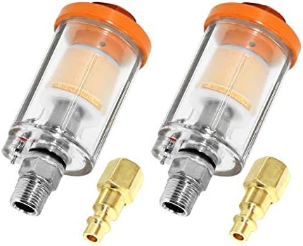 beduan Water Oil Separator Filter, 1/4" NPT Male and Female Thread Spray Gun Filters Air Compressor Fitting Compressed Orange（Pack of 2） by Beduan