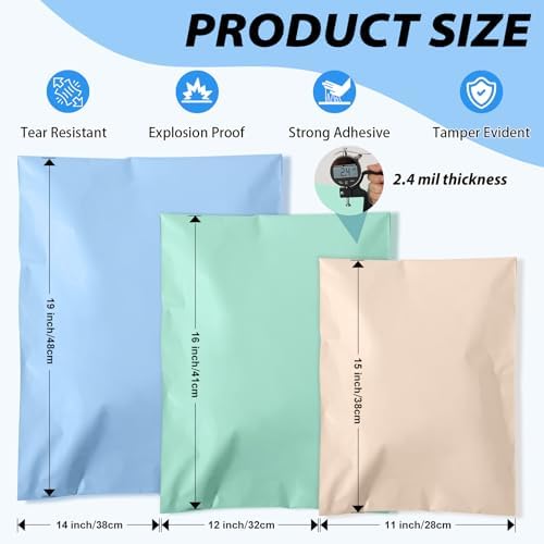Poly Mailers Variety Size Pack 60 (20 Each: 11x15", 12.5x16", 15x19") - Image 2