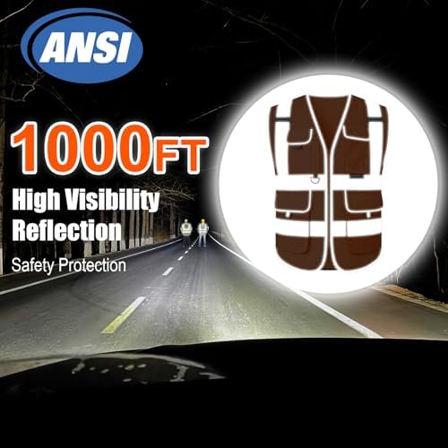 HYCOPROT High Visibility Safety Vest Hi Vis Reflective Construction Vests with Pockets for Men Women,Meets ANSI/ISEA Standard - Image 2