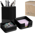 Aesthetic Desk Organizers and Accessories Set of 3 with Pen Holder,Paperclip Holder,Sticky Note Holder - Durable Plastic Pencil Holder for Office Women Men-Teacher Appreciation/Back-to-school Gift by Unknown