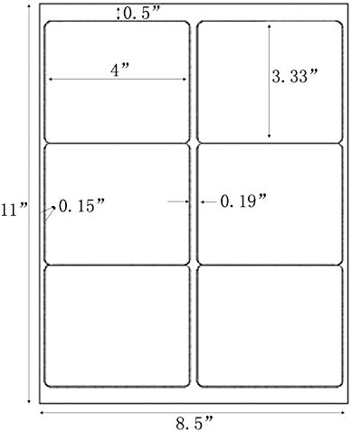 3-1/3" x 4" Shipping Address Labels 600 Label Stickers Paper for Laser/Inkjet Printer 6 per Page Printable Mailing Labels, FBA Box Labels - Matte, 100 Sheets - Image 2