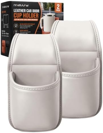 Leather Car Door Cup Holder Clip on Extra Large Drink Organizer 2 Pack by Unknown