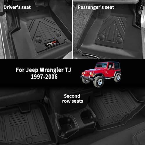 All Weather Floor Mats & Cargo Liner Compatible for 1997-2006 Jeep Wrangler TL/LJ Accessories (for1997-2006 Jeep Wrangler TJ/LJ) - Image 2