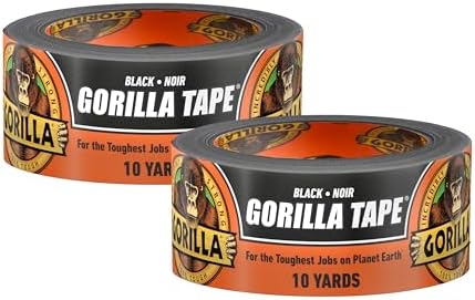 GORILLA Tape; Duct; Utility; Triple Layer Strength; Indoor & Outdoor; Weather Resistant Shell; 1.88 in x 10 yd; Black; (Pack of 2) by Gorilla