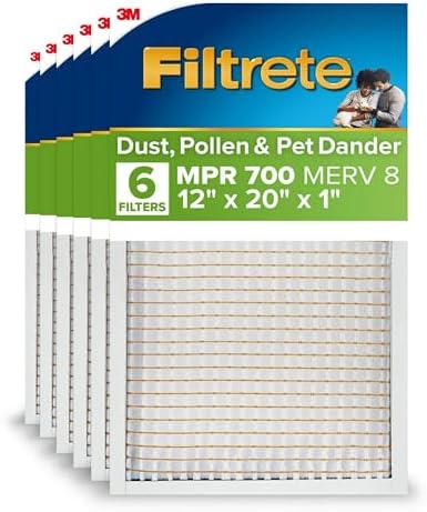 Filtrete 12x20x1 Air Filter, MERV 8, MPR 700, 6 HVAC Filters by Filtrete