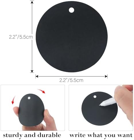 G2PLUS 100PCS Gift Tag with String,2.2'' Round Paper Tags Blank Hang Tags Black Circle Tags with Holes for Craft Projects, Xmas Gift, DIY Wedding Favor Bag - Image 2