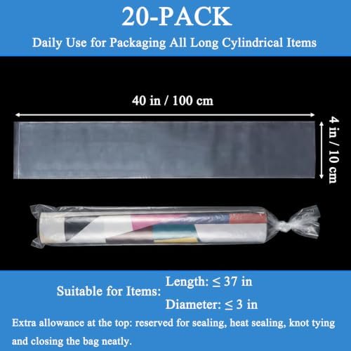 20PCS 4" x 40" Extra Long Clear Plastic Sleeves for Posters and Banners - Image 2