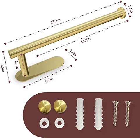 DEKAVA Paper Towel Holder Under Cabinet for Kitchen, Adhesive Paper Towel Holder Wall Mount, SUS304 Stainless Steel 13 inch(1,Gold) - Image 6