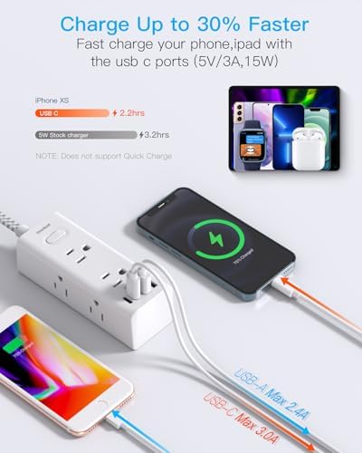 One Beat Power Strip Surge Protector, 1Ft Short Extension Cord Flat Plug - Image 4