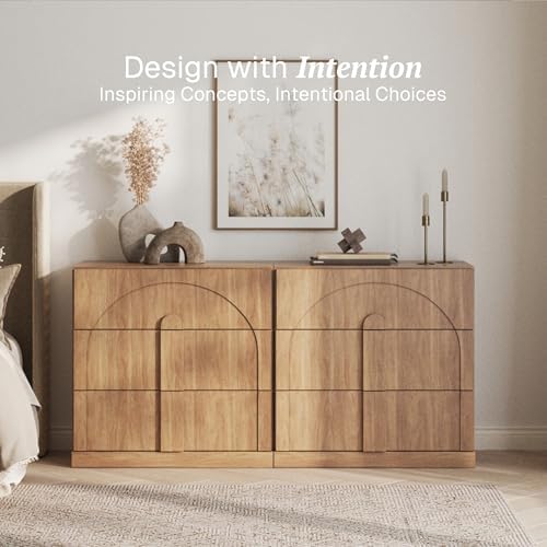 BELLEZE Set of 2 Bookcase with 3 Drawers, Modern Book Shelf with Wide Wooden Handle, 63" Wood Bookshelves for Living Room Office Entryway (Camel) - Image 4
