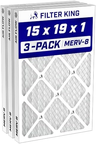 Filter King 15x19x1 Air Filter MERV 8, AC Furnace Filters (3-Pack) by FilterKing