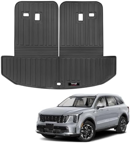 Custom for 2021-2025 2026 Kia Sorento Cargo Mats Trunk Liner with 3rd Rear Seat Backrest Mat All Weather TPE Protection Mat Sorento 6/7 Seat S LX EX SX Accessories (for 2021-2026 Kia Sorento) by Yonugli