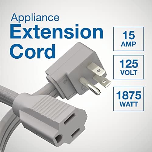 Appliance Extension Cord - 20ft Heavy Duty Gray Extension Wire, Appliance - Image 2