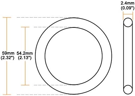 uxcell Nitrile Rubber O-Rings 59mm OD 54.2mm ID 2.4mm Width, Metric Nitrile Rubber Sealing Gasket, Pack of 5 - Image 3