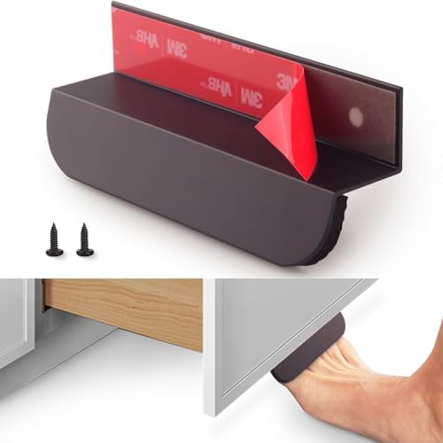 RVPEKUPE 4-Pack Under Cabinet Foot Pull for Trash Drawer, Matte Black 4" by RVPEKUPE