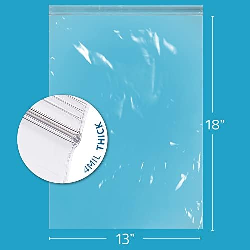 13" x 18" Large Zip Bags, 2.5 Gallon, 100 Pack, 4 Mil Heavy Duty, GPI - Image 2