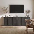 BELLEZE Bijou Modular Media Console Wall Unit (94.5" Wide)-Extra Long Entertainment Center & Storage System-Arched Door Sideboard for Living Room -Hides All Clutter, Ebony by BELLEZE