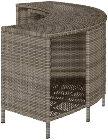 Storage Shelves for Hot Tub 2 Pcs Gray Poly Rattan - Image 6