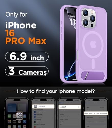 Temdan Magnetic Compatible with iPhone 16 Pro Max Case, [Built-in Invisible Kickstand][Compatible with MagSafe][Military Grade Shockproof] Slim Translucent Matte Phone Case for iPhone 16 Pro Max 6.9" - Image 2