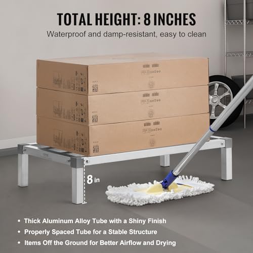 VEVOR Aluminum Dunnage Rack, 36” x 20” Commercial Food Floor Rack, 8” Off The Floor, 1000 lbs Capacity All-Welded Aluminum Storage, for Storage in Restaurants, Kitchens, Garages and Vehicles - Image 3