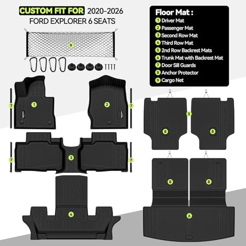 Floor Mat Set for 2020-2026 2027 Ford Explorer 6 Seats - Image 2
