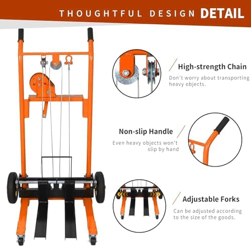 Tory Carrier Winch Stacker Material Lift Dolly 440 lbs 35.4" Max Lift - Image 5