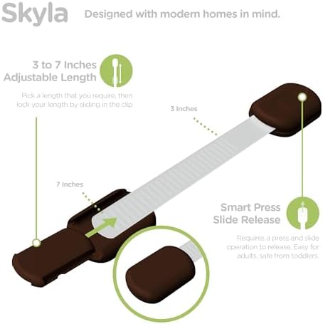 SKYLA HOMES Child Safety Cabinet Locks, Brown, 12 Pack - Image 4