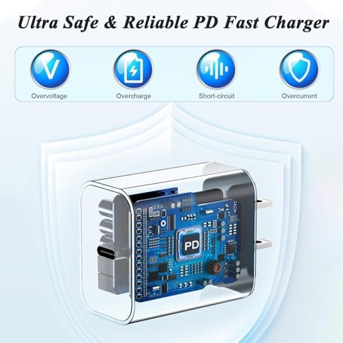 Fast Charging for iPhone 17 Pro Max Charger,2Pack 20W USB C Wall Charger Plug Block with Type C Charging Woven Cable for iPhone 17/17 Pro/Air/16 Pro Max/16 Pro/16 Plus/16E/15 Pro Max/iPad Pro/Air/Mini - Image 5