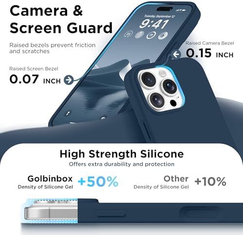 GolbinBox Magnetic for iPhone 16 Pro Max Case, Silicone Cover, Dark Blue - Image 5