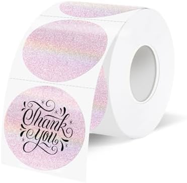 1.5 Inch Thermal Labels,Holographic Circle Direct Thermal Stickers,for Address Design DIY Logo Business(300 pcs/Pink dots) by Unknown