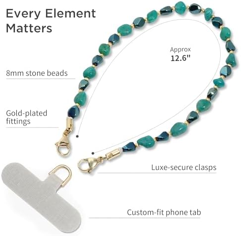 POSADINA Natural Stone Phone Charm, Beaded Healing Phone Wrist Strap, Handmade Cellphone Chain Lanyard with Tether Tab - Image 5
